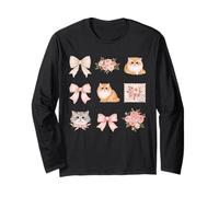 Elegante Gatto Persiano Toile Rosa Fiocco Motivo Floreale Maglia a Manica