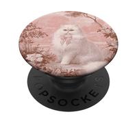 Elegante gatto persiano Toile rosa fiocco motivo floreale PopSockets PopGrip Adesivo