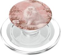 Elegante gatto persiano Toile rosa fiocco motivo floreale PopSockets PopGrip per MagSafe