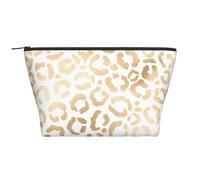 Elegante ghepardo leopardo bianco oro, Borsa da toilette Borsa per trucco Borsa per cosmetici Borsa da toilette da viaggio portatile