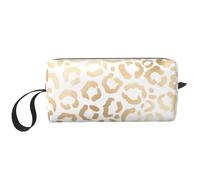 Elegante ghepardo leopardo bianco oro, Borsa per il trucco Borsa per cosmetici Borsa da toilette da viaggio portatile Borsa per trucco Organizer