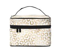 Elegante ghepardo leopardo bianco oro, Borsa per il trucco Borsa per cosmetici Borsa da viaggio portatile da viaggio Astuccio per matite