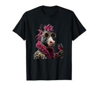 Elegante Giraffa Ritratto Moda Animale Vino Bicchiere Grafico Maglietta