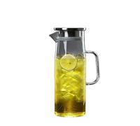 Elegante Glass Pitcher with Stainless Steel Lid Water Carafe for Hot/Cold, Iced Tea and Juice Drink Set bollitore per l'acqua(1.5L)