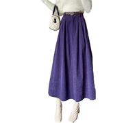 Elegante gonna lunga da donna in velluto a coste elastica a vita alta A-Line Maxi gonna in velluto a coste gonna svasata autunno inverno, 63, M