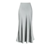 Elegante gonna lunga in raso elegante casual a vita alta in seta fluida una linea svasata gonna midi cocktail party gonna longuette elegante casual tinta unita da donna Gonna in raso a vita alta