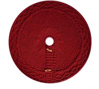 Elegante gonna per albero di Natale lavorata a maglia con intricato dettaglio a diamante, perfetta aggiunta alle tue tradizioni natalizie (rosso)