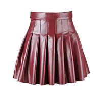 Elegante gonna plissettata da donna in pelle resistente, taglio corto, alta tendenza urbana