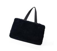 Elegante grande borsa per la maniglia per le donne in morbida pelliccia di peluche borsa spaziosa spalla a pendolo viaggio Le donne sono alla moda, Nero