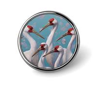 Elegante gru bianche e farfalle pastello spilla rotonda per uomo donna moda distintivo collare pin vestito giacca zaino accessori