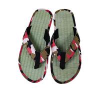 Elegante infradito da uomo, suola in paglia estiva, separatore per dita dei piedi, fondo in bambù, comode pantofole in tela, sandali traspiranti, infradito comfort, slip a clip, Rosso anguria., 41 EU