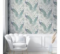 Elegante Keeka Pavone Parati Floreale Metallizzato Foglie Esotico Uccelli 923708