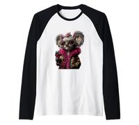 Elegante Koala Ritratto Moda Animale Vino Bicchiere Grafico Maglia con Maniche Raglan