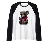 Elegante Koala Ritratto Moda Animale Vino Bicchiere Grafico Maglia con Maniche Raglan