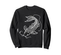 Elegante Koi Fish Line Art Design Stagno Pesce Illustrazione Felpa