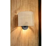 Elegante lampada da parete beige, corpo in metallo e tessuto, diametro 25-14 cm, altezza 20 cm, 1 LED da 3,15 W, funzionamento a batteria, IP20, elegante illuminazione per ogni stanza