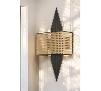 Elegante lampada da parete con corpo in metallo e cappello, altezza 65 cm, colore nero e beige, 1 LED da 3,15 W, funzionamento a batteria, IP20, perfetta per decorazioni moderne
