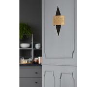 Elegante lampada da parete con corpo in metallo e cappello, altezza 65 cm, colore nero e beige, 1 LED da 3,15 W, funzionamento a batteria, IP20, perfetta per decorazioni moderne