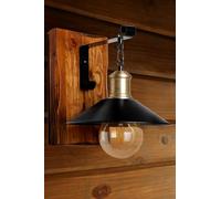 Elegante lampada da parete in legno, altezza 30 cm, diametro cappello: 15 cm, 1 LED da 3,15 W, funzionamento a batteria, IP20, elegante design nero e legno per spazi moderni