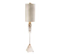 Elegante Lampada da Tavolo Abuela Crema Cristallo Stoffa H:102cm Design Moderno