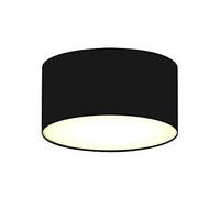 Elegante lampada rotonda da soffitto con luce a LED, paralume in tessuto, luce calda con rivestimento satinato, nero, Ø 20 cm