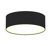 Elegante lampada rotonda da soffitto con luce a LED, paralume in tessuto, luce calda con rivestimento satinato, nero, Ø 30 cm