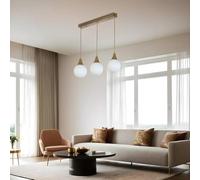 Elegante lampadario bianco e oro, corpo in metallo, altezza regolabile 55 cm, diametro 15 cm, attacco E27, max 40 W, IP20, perfetto per decorazioni moderne
