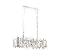Elegante lampadario cromato, altezza 105 cm, larghezza 90 cm, profondità 30 cm, corpo in metallo con tappo di cristallo, 13 x E14 Max 40 W, design moderno per hotel e case