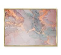 Elegante Lavagna Magnetica 100x70 Astrazione colorata Cornice Oro