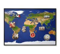 Elegante Lavagna Magnetica 100x70 Mappare il globo Cornice Nero
