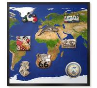 Elegante Lavagna Magnetica 50x50 Mappare il globo Cornice Nero