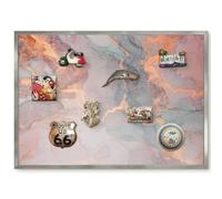 Elegante Lavagna Magnetica 70x50 Astrazione colorata Cornice Argento