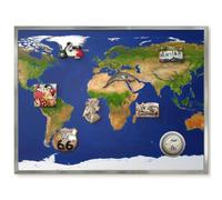 Elegante Lavagna Magnetica 80x60 Mappare il globo Cornice Argento