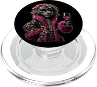 Elegante Leopard Ritratto Felino Vino Rosa Grafica Moda PopSockets PopGrip per MagSafe