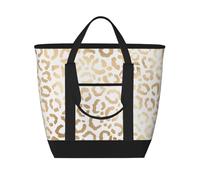 Elegante leopardo bianco oro ghepardo,Borsa porta pranzo grande capacità isolata per donne e uomini, lavoro, picnic, viaggi