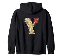 Elegante Lettera Y Natale Accento Floreale Felpa con Cappuccio