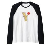 Elegante Lettera Y Natale Accento Floreale Maglia con Maniche Raglan