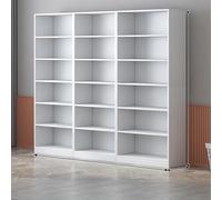 Elegante libreria angolare con pannello posteriore, scaffali alti e aperti, libreria da pavimento, vetrina multi-scena, per casa e ufficio (bianco, A200)