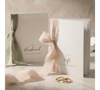 Elegante libro per le promesse di matrimonio, con 5 nastri, dimensioni perfette, per lui e per lei, set di 2 con pagine a righe per scrivere qualsiasi cosa sia sul tuo cuore, una bella aggiunta