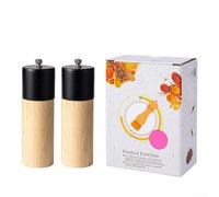 Elegante macina pepe in legno bianco e nero con macinino manuale per sale e spezie con grana regolabile per condimenti da cucina, strumento di macinazione facile da ricaricare (nero (2)