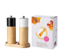 Elegante macina pepe in legno bianco e nero con macinino manuale per sale e spezie con grana regolabile per condimenti da cucina, strumento di macinazione facile da ricaricare (bianco, nero, base)