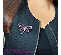 Elegante Magenta Viola Efemera Libellula Farfalla Spilla con Cristalli Swarovski