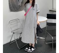 Elegante magliette estive da donna lunghe taglie forti abito sciolto a maniche c