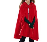 Elegante mantello con cappuccio in cotone, cappottino con cappuccio, unisex, poncho medievale, per feste di nozze, serate, feste, Colore: rosso, L