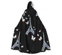 Elegante mantello da strega con 6 stampe della Torre Eiffel, mantello con cappuccio, costume da mago per Halloween, cosplay e carnevale