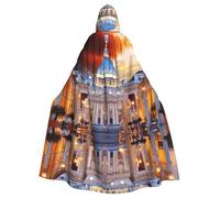 Elegante mantello da strega con stampa della città del Vaticano, mantello con cappuccio, costume da mago per Halloween, cosplay e carnevale