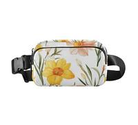 Elegante marsupio a tracolla con fiori autunnali e narcisi, per donne, uomini, adolescenti, impermeabile, con tracolla regolabile, per shopping, sport, lavoro, Fiori autunnali Narciso Bianco, 1 size