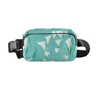 Elegante marsupio a tracolla con fiori turchesi e calle, per donne e uomini, piccola cintura da corsa con cinghia regolabile per allenamento, corsa, escursionismo