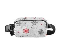 Elegante marsupio a tracolla con motivo natalizio con fiocchi di neve grandi, piccoli, bianchi, donne, uomini, adolescenti, borsa a tracolla impermeabile con tracolla regolabile per shopping, sport,