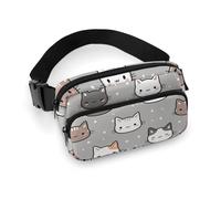 Elegante marsupio a tracolla con simpatico volto di gatto, per donne e uomini, marsupio per allenamento, corsa, viaggi, con cinghia regolabile